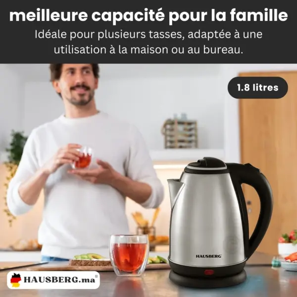 Hausberg HB-3615 Bouilloire Electrique en acier Inoxydable 1,8 Litres (1500W, 220-240V & 50 Hz) – Image 2