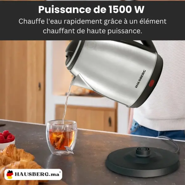 Hausberg HB-3615 Bouilloire Electrique en acier Inoxydable 1,8 Litres (1500W, 220-240V & 50 Hz) – Image 3
