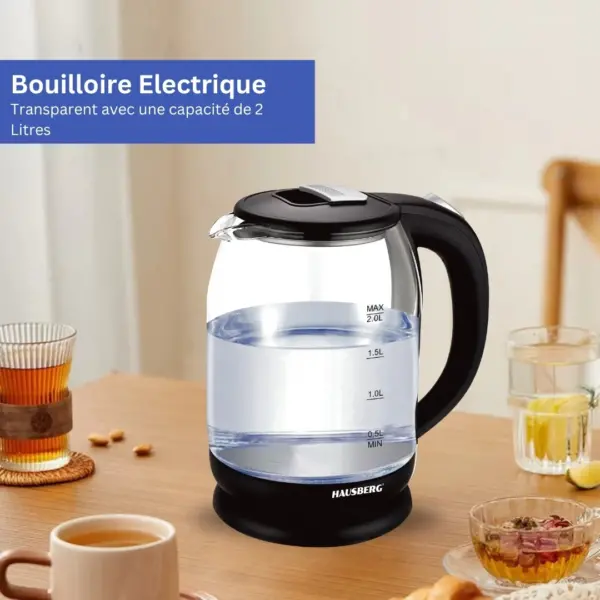 Hausberg HB-3616 Bouilloire Electrique en verre 2 Litres (1800 W, 220-240V & 50/60 Hz) – Image 4